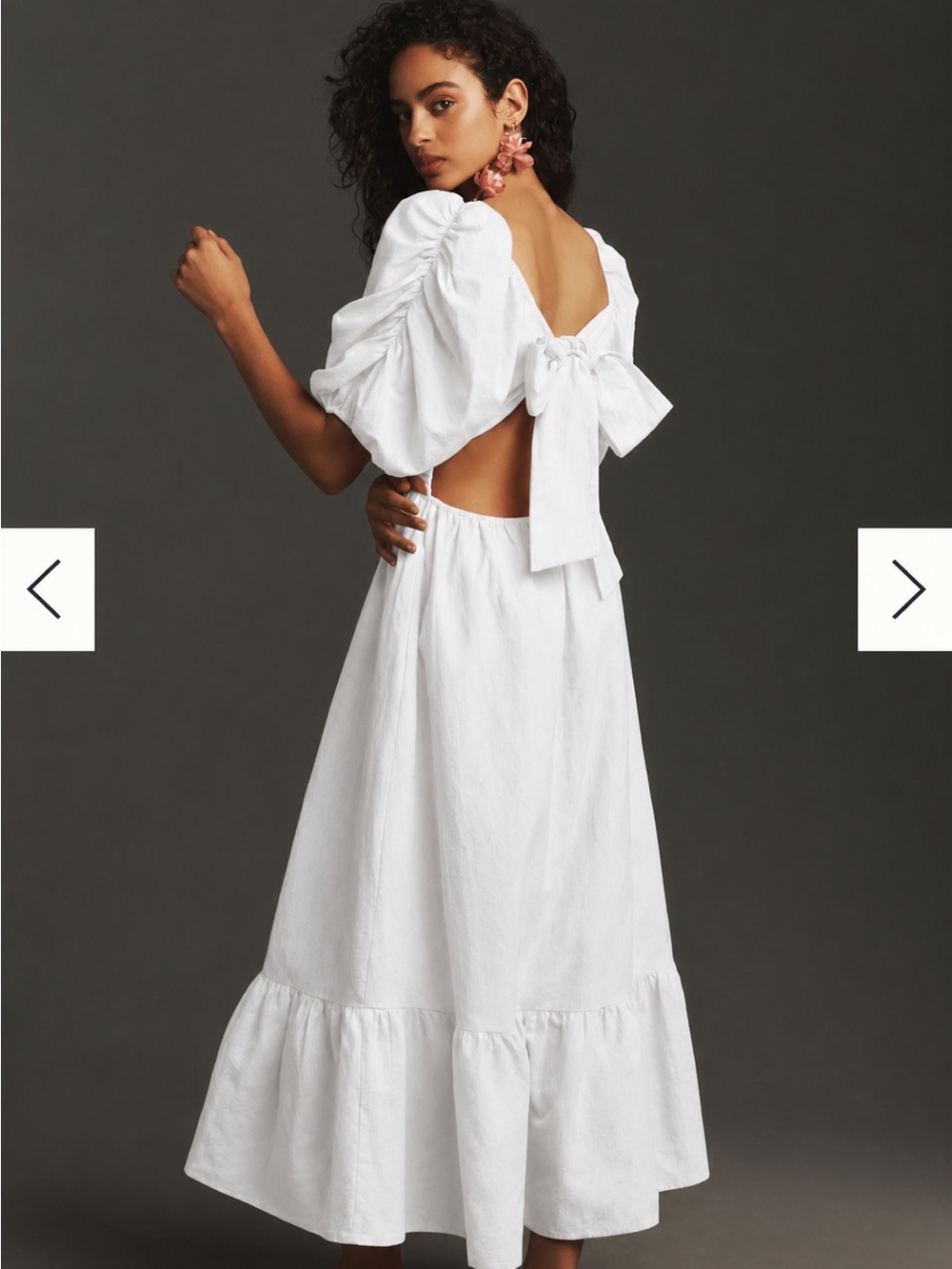 English Factory Short-Sleeve Bow-Back Linen Midi Dress - Picture 3 of 9